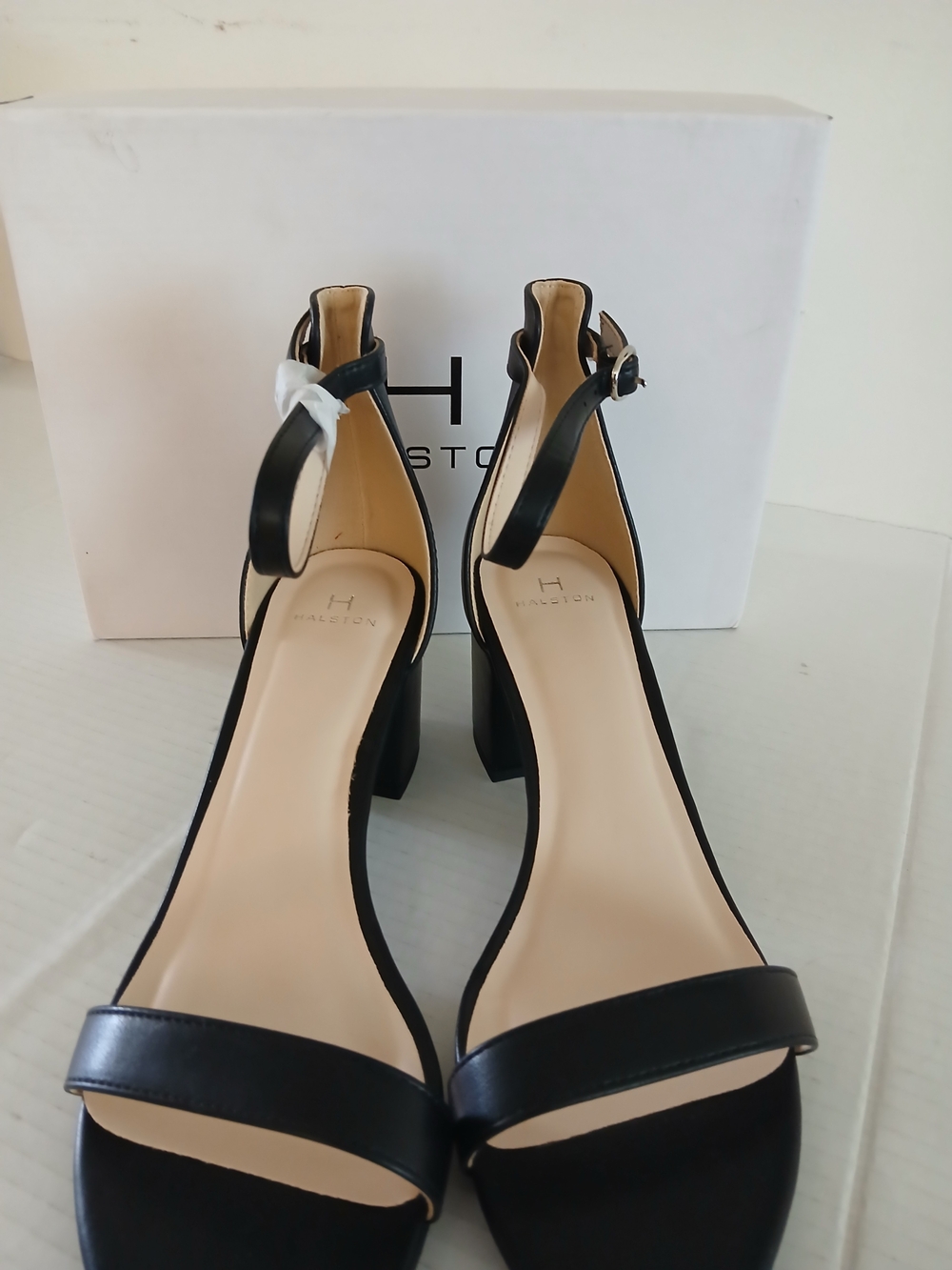 Halston Heritage Size 9 Black Ankle-Strap Block Heel Sandals $45 - Picture 3 of 9